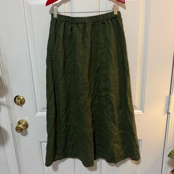 NWOT Linenfox Maricela Linen Skirt & Sadie Linen Top Set Forest Green Sz Medium - Picture 7 of 9